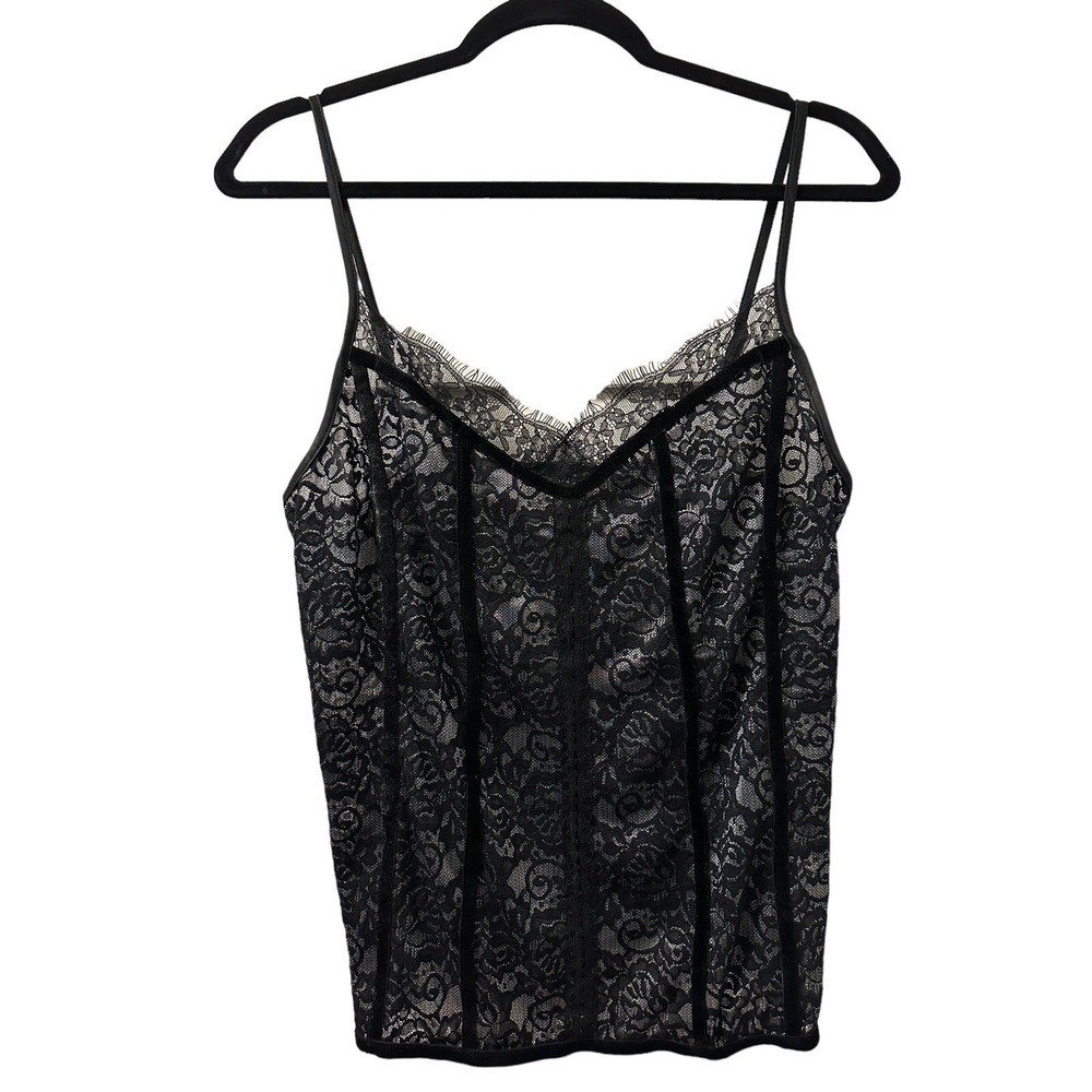 VTG 90s Y2K Laundry Shelli Segal Black Velvet Trim Tank Top Sz M Whimsygoth